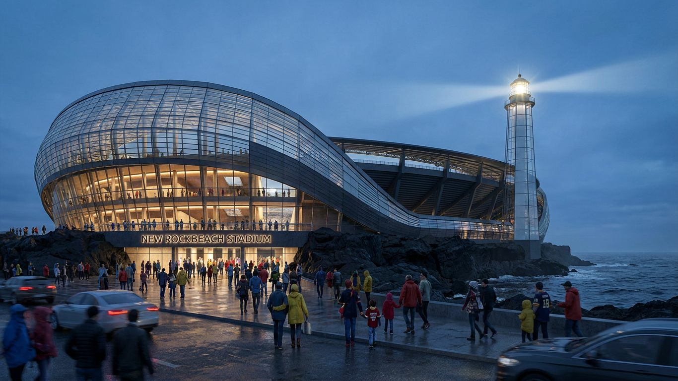 Architectural rendering of the new Rockbeach Stadium